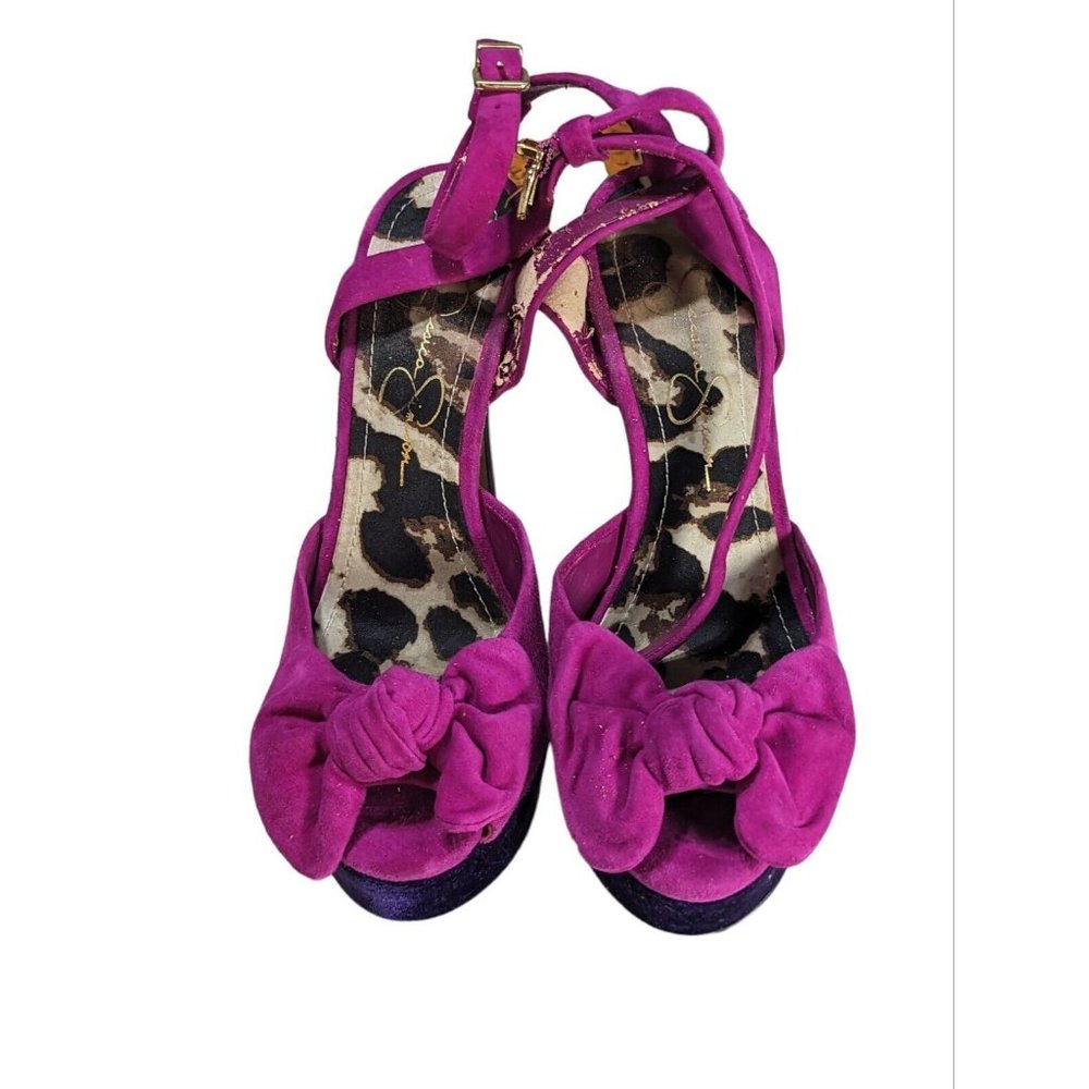 JESSICA SIMPSON Purple Strappy Platform Heels-7B Damage